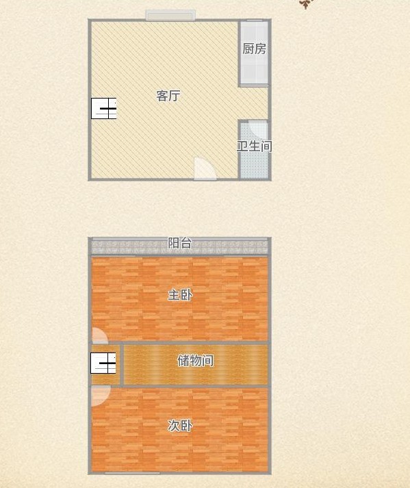 2室2廳2陽臺 華夏園戶型圖