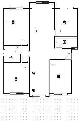 3室2厅1阳台 五华金盾小区户型图