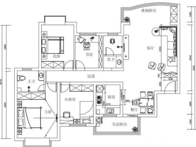 4室2厅1阳台 省人大住宅小区户型图