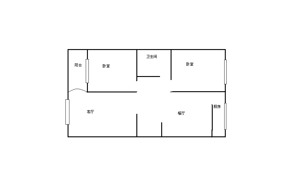 2室2厅1阳台 金星小区11号院户型图