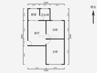 2室1厅2阳台 虹山新村户型图
