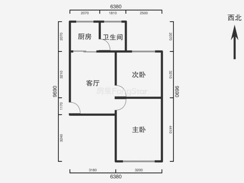 1室1厅1阳台 虹山新村户型图