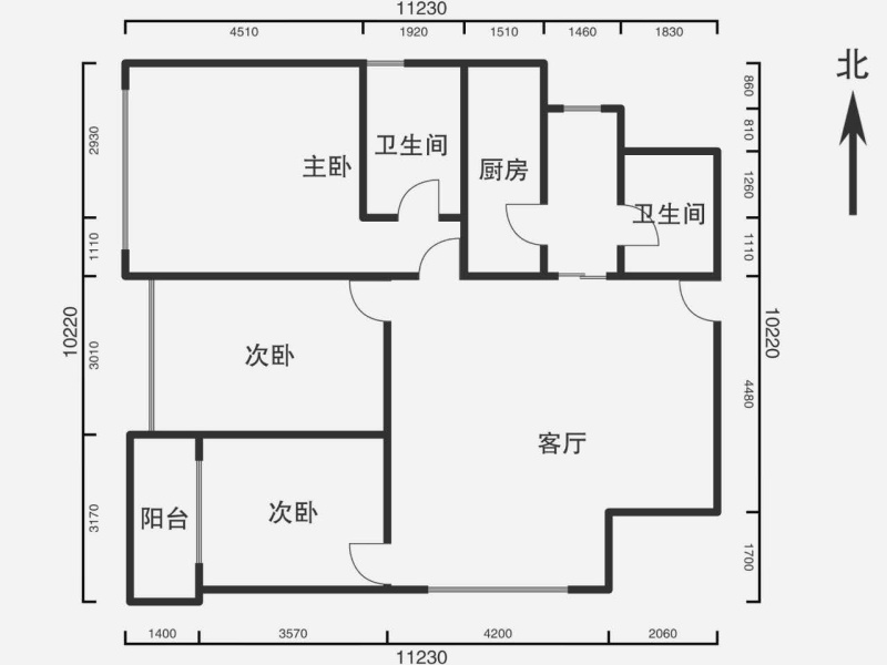 3室2廳2陽臺 水晶俊園戶型圖