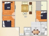 3室2廳1陽臺(tái) 金星小區(qū)戶型圖