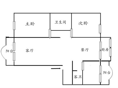 3室2厅1阳台 江东鸣翠园西区户型图