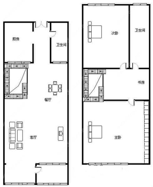 2室2厅1阳台 86街公寓U2公寓户型图