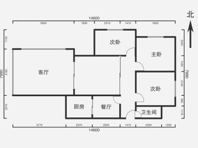 2室2厅1阳台 云南省监察厅单位房户型图