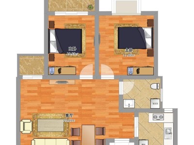 2室2厅1阳台 环境监测中心宿舍户型图