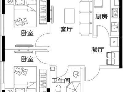 2室2厅1阳台 城市新光大厦(华海·杰座)户型图