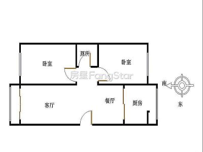 2室2厅1阳台 红庙教职工住宅小区户型图