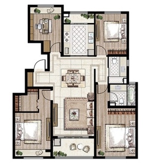 4室2廳2陽臺 附中花園戶型圖