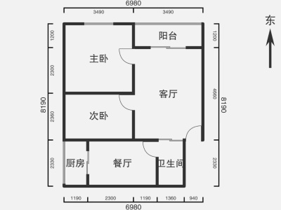 3室2厅1阳台 丰宁小区北区户型图