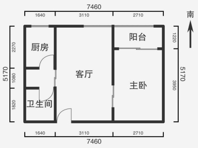 1室1厅1阳台 戛纳小镇公寓户型图