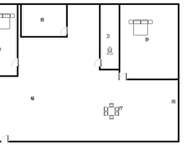 2室2厅1阳台 化建小区户型图
