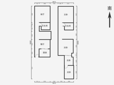 3室2廳1陽臺 金地山水戶型圖