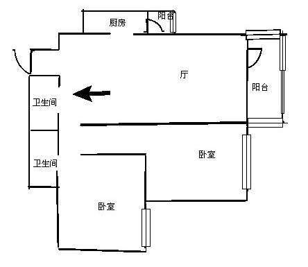 2室2厅1阳台 益龙万象城（益新万象城）户型图