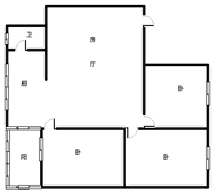 2室1厅1阳台 白马小区户型图
