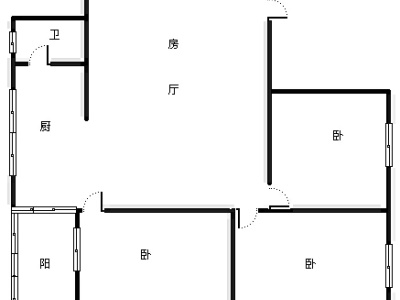 2室1厅1阳台 白马小区户型图