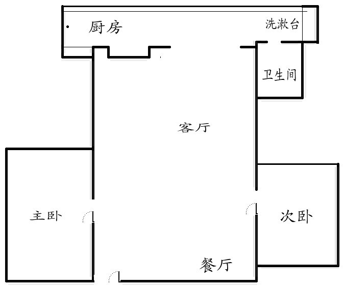 2室2廳1陽臺 嚴(yán)家地小區(qū)搬遷大院戶型圖