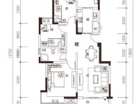 3室2廳2陽臺 潤城九重錦戶型圖