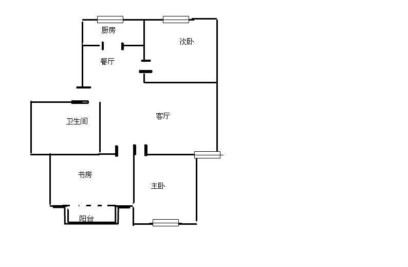 3室2厅2阳台 江东花园二期户型图