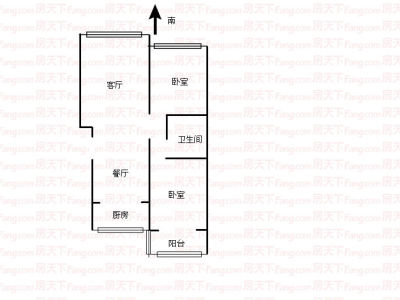 2室2厅1阳台 百大国际榕苑户型图