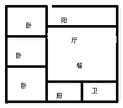 3室2厅1阳台 西华苑户型图
