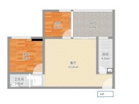 2室2廳1陽臺 金色俊園戶型圖