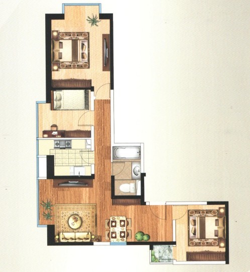 3室2廳1陽臺 禧瑞都戶型圖