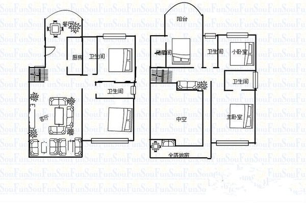 5室3廳1陽臺(tái) 鑫逸苑戶型圖