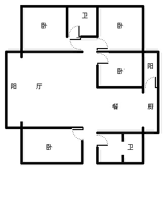 4室2厅2阳台 灯火阑珊处户型图