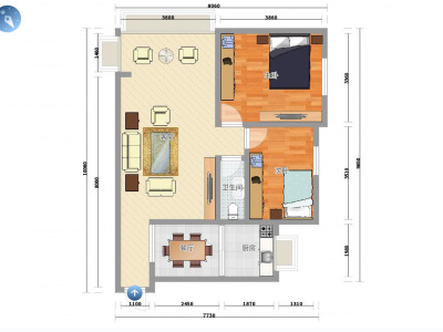 2室2厅1阳台 三叶小区户型图