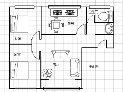 2室1廳1陽(yáng)臺(tái) 栗樹(shù)頭社區(qū)戶型圖