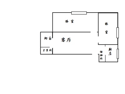 2室1厅1阳台 礼堂区户型图