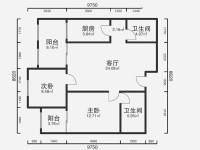 2室2廳1陽臺 濱江俊園萊茵組團(tuán)戶型圖