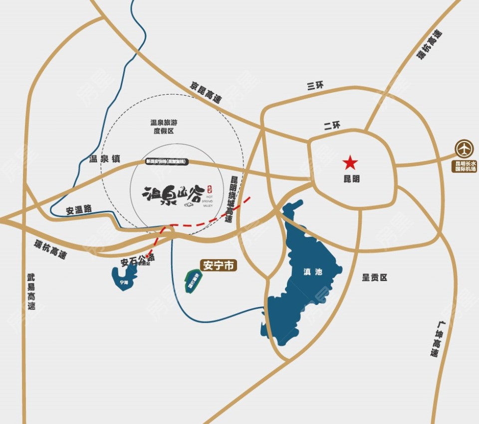 梦云南温泉山谷六期A1&A2地块区位图