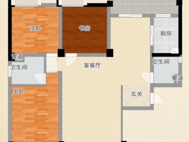 3室2厅2阳台 桂鑫园户型图