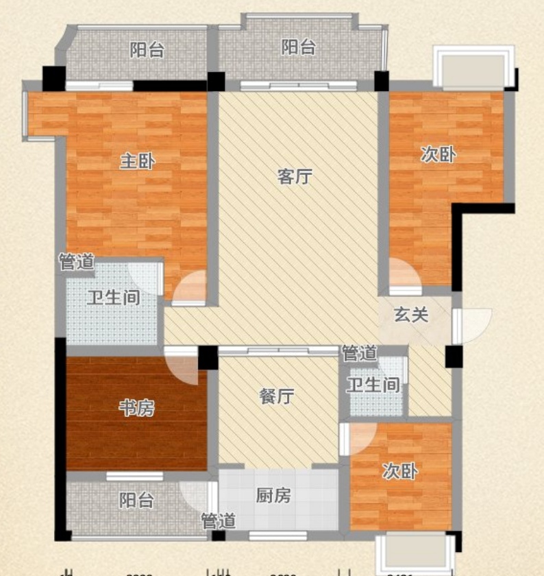4室2厅3阳台 桂鑫园户型图