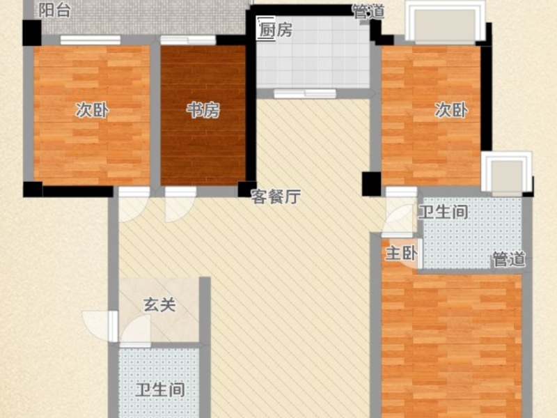 3室2厅1阳台 桂鑫园户型图