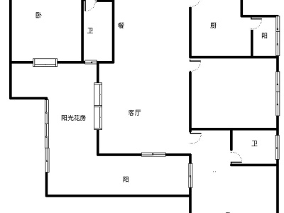 3室2厅1阳台 新亚洲水木清华户型图
