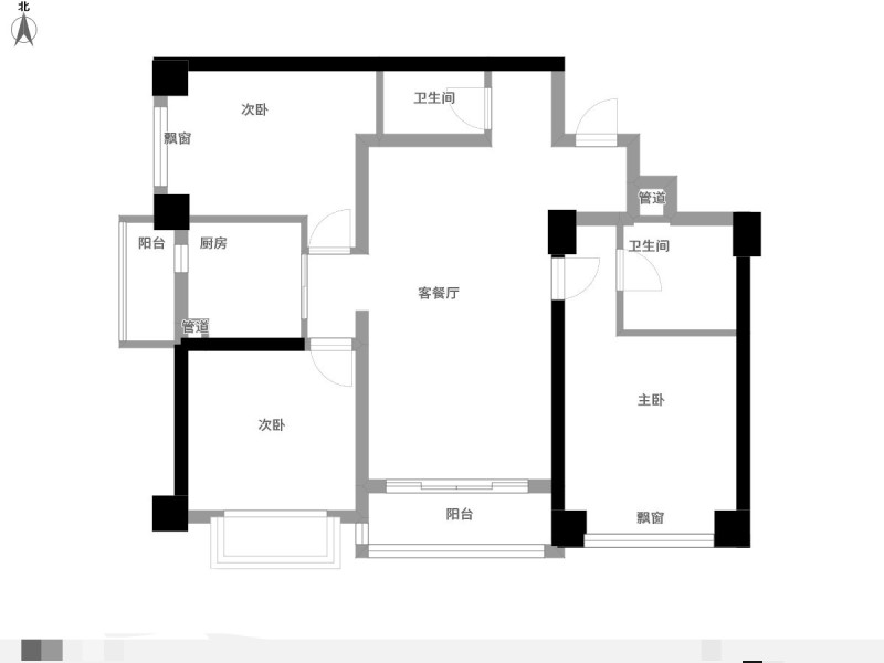 3室2廳2陽臺 天驕北麓南區(qū)戶型圖