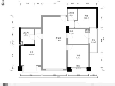 3室2厅2阳台 天骄北麓南区户型图