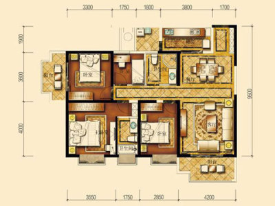 3室2廳2陽臺 俊發(fā)盛唐城