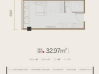 1室1廳1陽(yáng)臺(tái) 北大資源博泰城公寓戶型圖