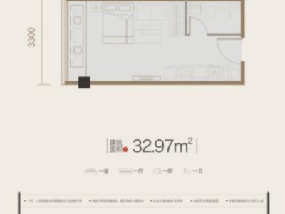 1室1厅1阳台 北大资源博泰城公寓户型图