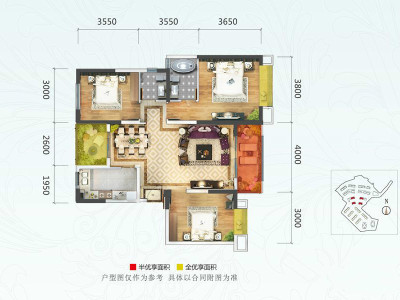 3室2厅 实力山语间户型图