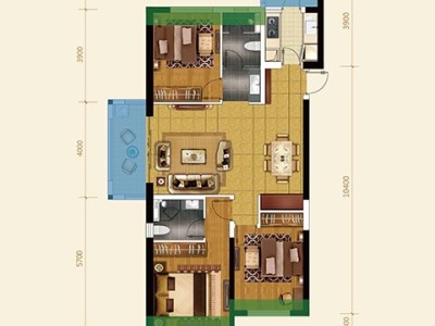 4室2厅2阳台 新希望白麓城二期户型图