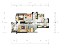 2室2廳 潤城十一區(qū)戶型圖