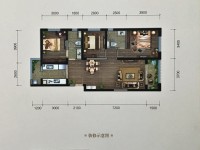 3室2廳2陽(yáng)臺(tái) 融創(chuàng)瀾玥臺(tái)戶型圖