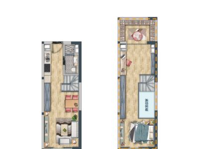 2室1厅 和悦铭著公寓户型图